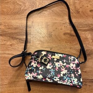 Kate Spade • Black Floral Crossbody Bag with Multi-Color Print